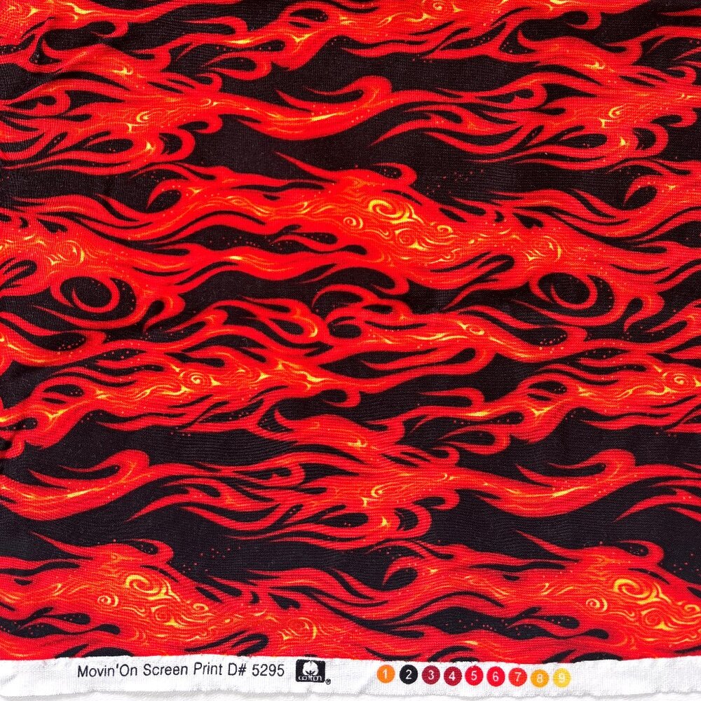 Robert Kaufman Movin' On Screen Print Fabric Cotton 1 3/8 Yds Flames Fire #5295